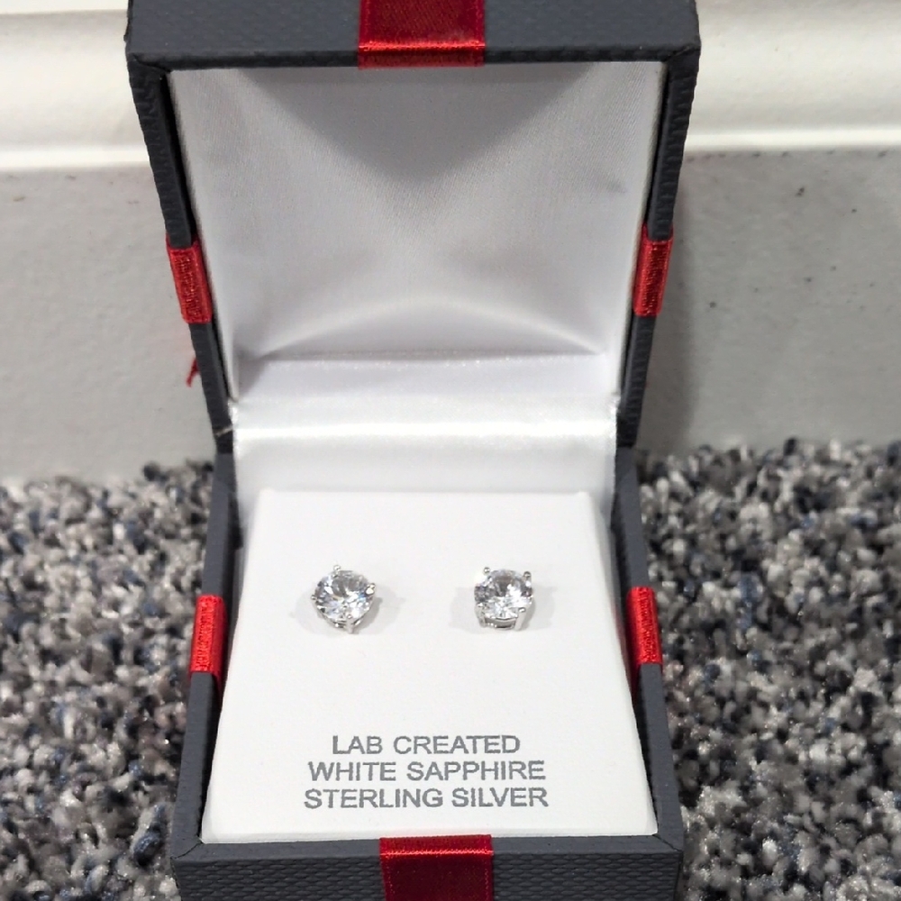 Sterling Silver White Sapphire Earrings
